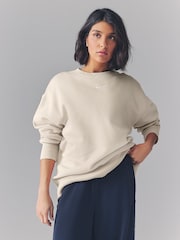 Nike Light Wood Natural Oversized Phoenix Fleece Crew Neck Sweatshirt - Image 1 of 4