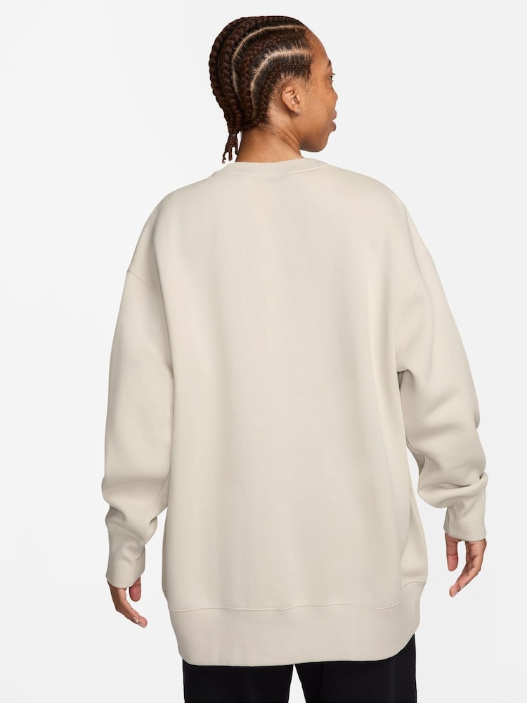 Nike Light Wood Natural Oversized Phoenix Fleece Crew Neck Sweatshirt - Image 3 of 4