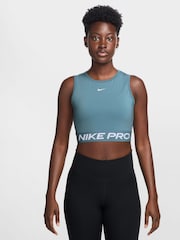 Nike Smokey Blue Pro Dri-FIT Cropped Tank Top - Image 1 of 3