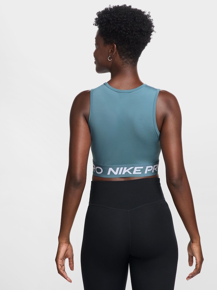 Nike Smokey Blue Pro Dri-FIT Cropped Tank Top - Image 2 of 3
