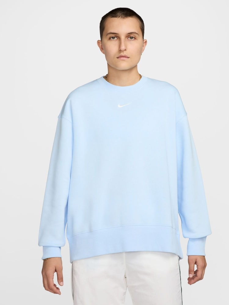 Nike Light Blue Tint Oversized Phoenix Fleece Crew Neck Sweatshirt - Image 2 of 4 Nike Light Blue Tint Oversized Phoenix Fleece Crew Neck Sweatshirt - Image 2 of 4