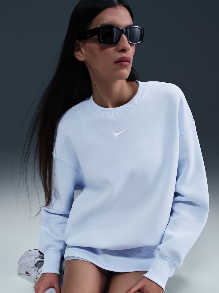 Nike Light Blue Tint Oversized Phoenix Fleece Crew Neck Sweatshirt - Image 6 of 6 Nike Light Blue Tint Oversized Phoenix Fleece Crew Neck Sweatshirt - Image 6 of 6