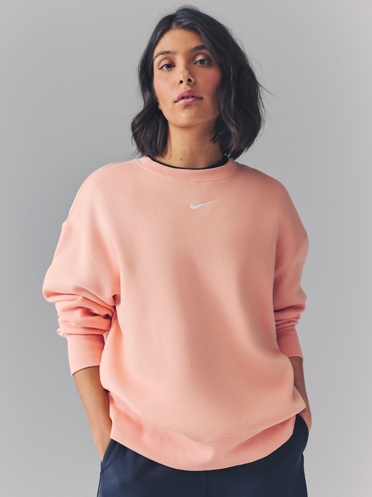 Nike Apricot Orange Oversized Phoenix Fleece Crew Neck Sweatshirt - Image 2 of 5 Nike Apricot Orange Oversized Phoenix Fleece Crew Neck Sweatshirt - Image 2 of 5