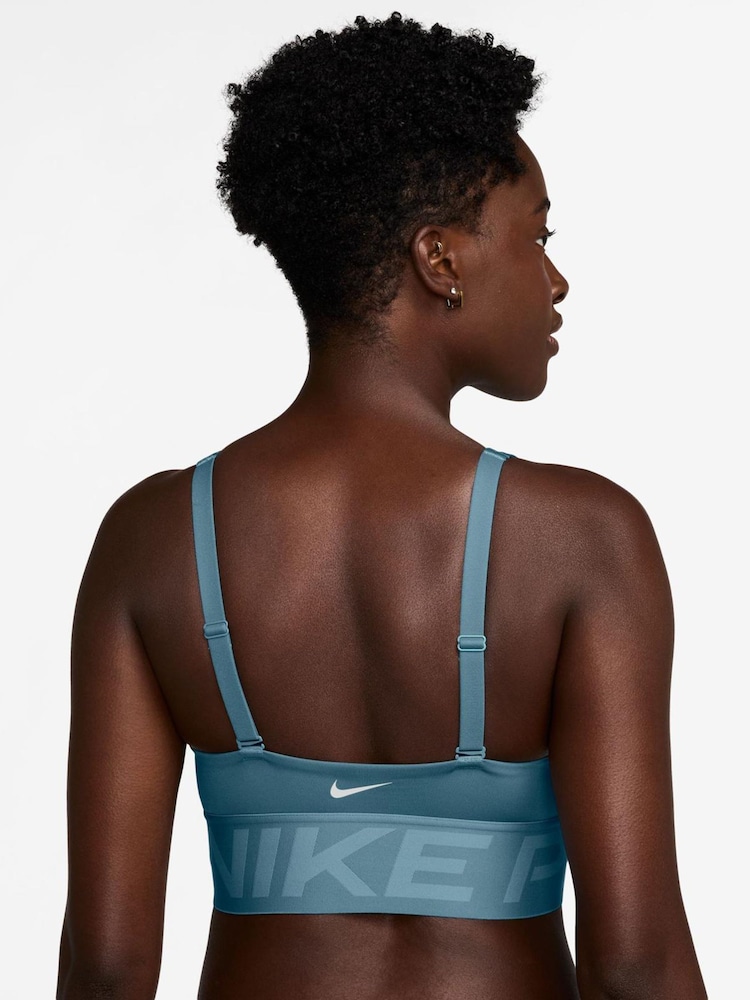 Nike Smokey Blue Pro Indy Plunge Medium Support Padded Sports Bra - Image 2 of 6