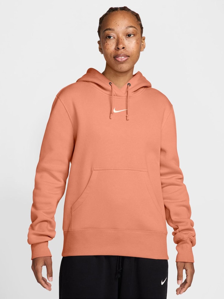 Nike Apricot Orange Mini Phoenix Fleece Swoosh Pullover Hoodie - Image 1 of 3