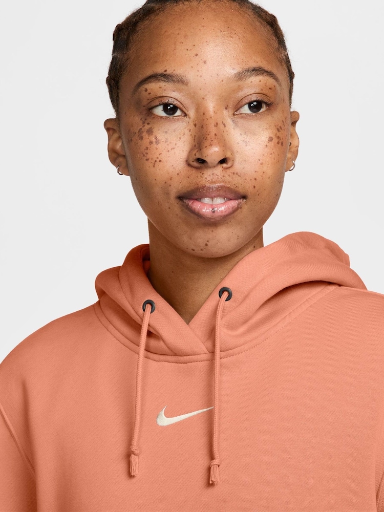 Nike Apricot Orange Mini Phoenix Fleece Swoosh Pullover Hoodie - Image 3 of 3