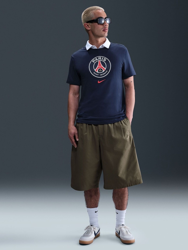 Nike Blue 100% Cotton PSG Crest Graphic T-Shirt - Image 1 of 6