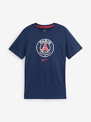 Nike Blue 100% Cotton PSG Crest Graphic T-Shirt - Image 6 of 6