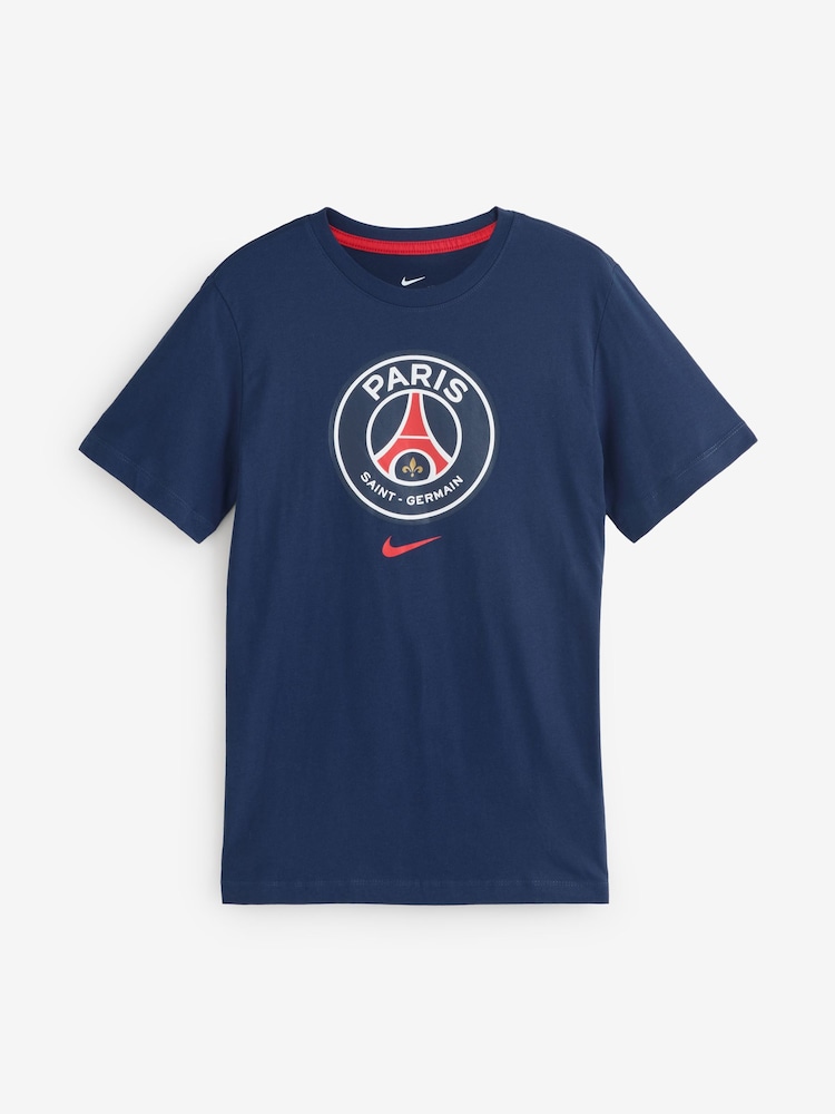 Nike Blue 100% Cotton PSG Crest Graphic T-Shirt - Image 6 of 6