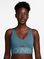 Nike Smokey Blue Zenvy Asymmetrical Light Support Sports Bra - Image 1 of 3