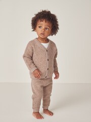 The White Company Brushed Wool Knitted Brown Cardigan & Leggings Set - Image 1 of 6