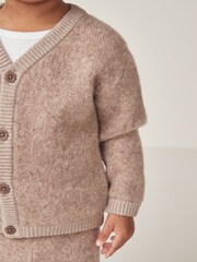 The White Company Brushed Wool Knitted Brown Cardigan & Leggings Set - Image 3 of 6