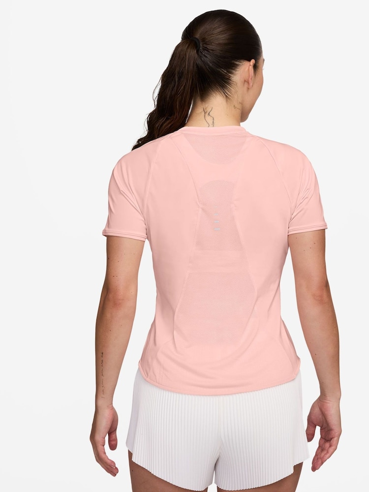 Nike Atmosphere Pink Swift Dri-FIT Short Sleeve Running Top - Image 2 of 3 Nike Atmosphere Pink Swift Dri-FIT Short Sleeve Running Top - Image 2 of 3