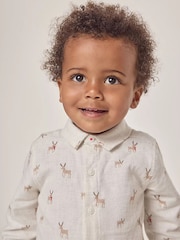 The White Company 100% Cotton Reindeer Shirt & Cord Trousers White Set - Image 4 of 5