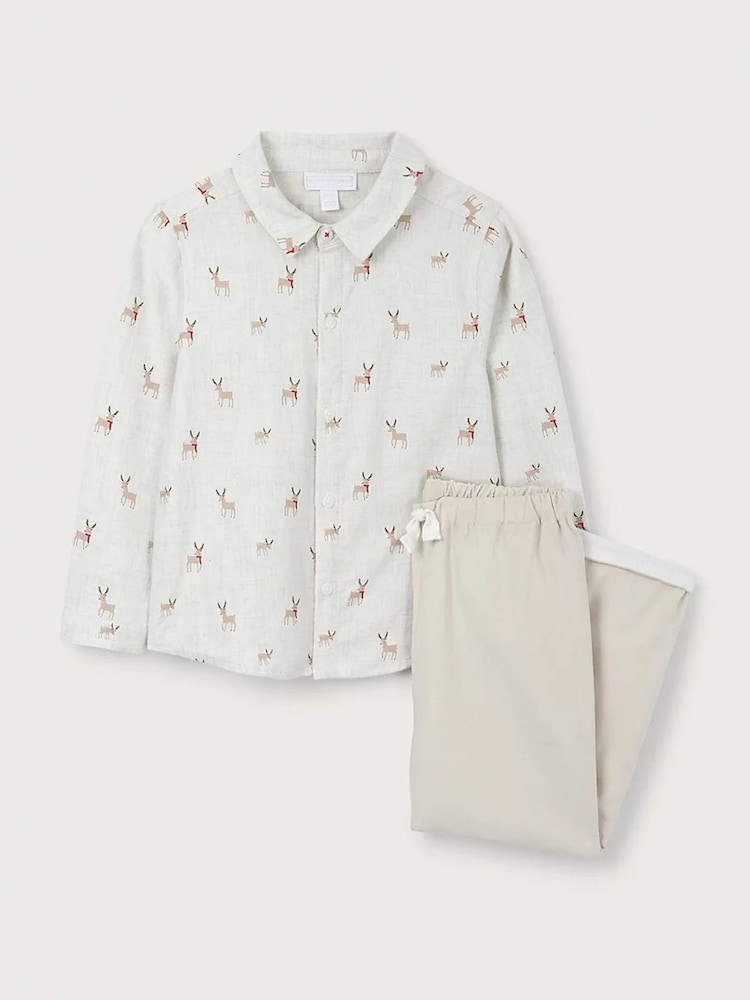 The White Company 100% Cotton Reindeer Shirt & Cord Trousers White Set - Image 5 of 5 The White Company 100% Cotton Reindeer Shirt & Cord Trousers White Set - Image 5 of 5