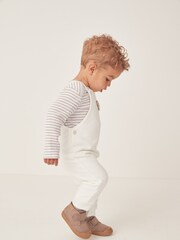 The White Company 100% Organic Cotton Terry Little Monkey Dungarees & Top White Set - Image 3 of 6