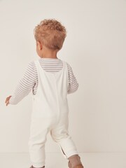 The White Company 100% Organic Cotton Terry Little Monkey Dungarees & Top White Set - Image 4 of 6