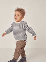 The White Company 100% Organic Cotton Twill Brown Joggers - Image 1 of 3
