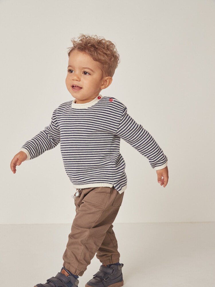 The White Company 100% Organic Cotton Twill Brown Joggers - Image 1 of 3