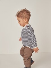 The White Company 100% Organic Cotton Twill Brown Joggers - Image 2 of 3