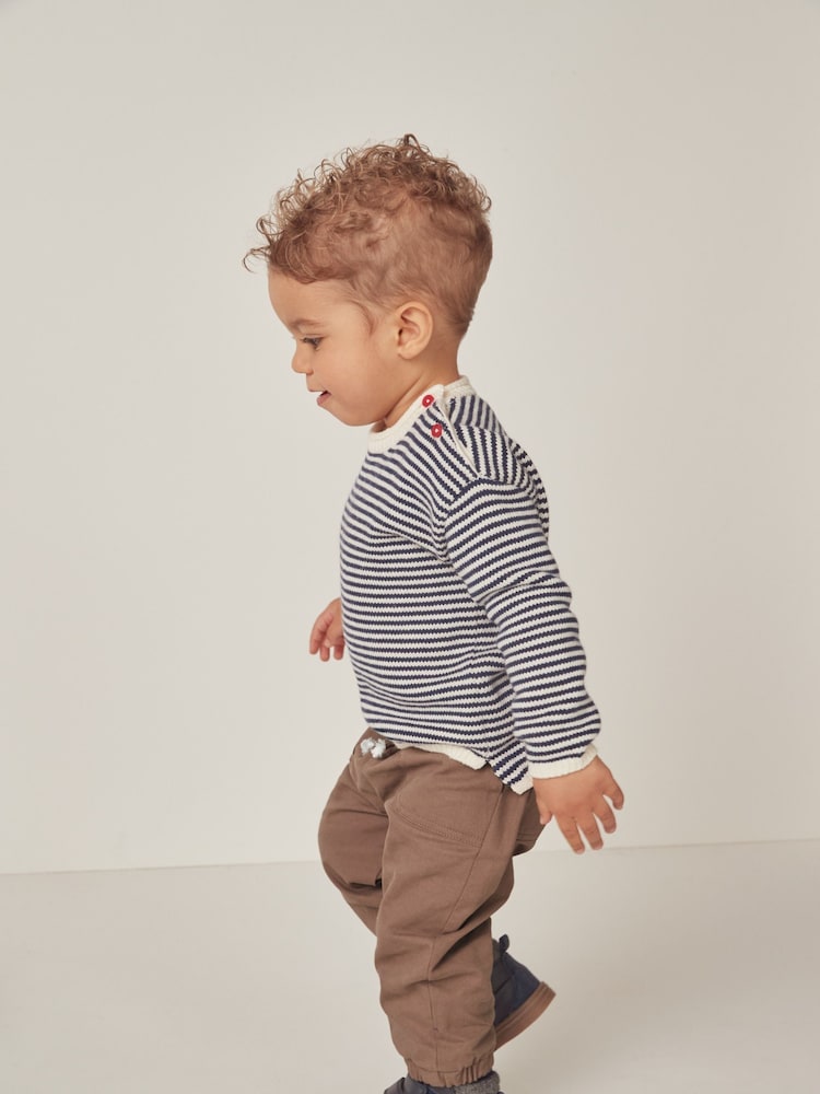 The White Company 100% Organic Cotton Twill Brown Joggers - Image 2 of 3