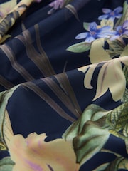 Navy and Green/Purple Floral Long Sleeve Occasion Pleated Maxi Dress - Image 7 of 9