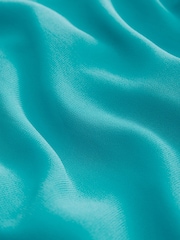 Teal Blue Long Sleeve Tie Neck Ruffle Tiered Maxi Dress - Image 7 of 7