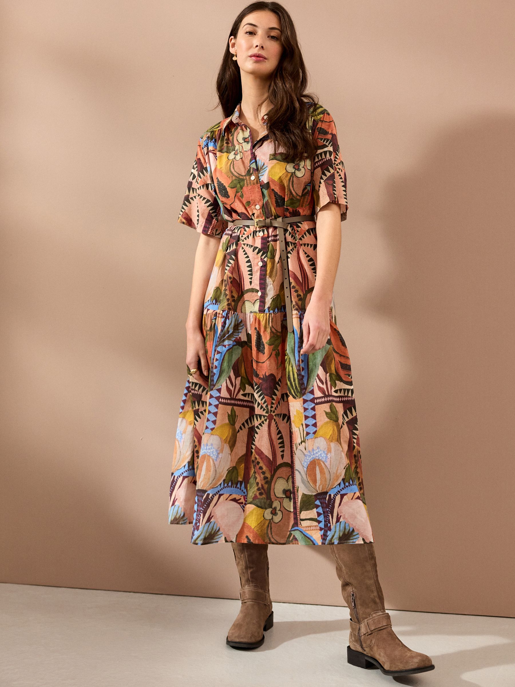 Papaya Palm Long Shirt Dress main image 1