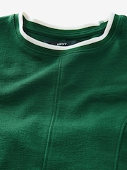 Pine Green 100% Cotton Short Sleeve Tipped Jersey Midi Dress - Image 5 of 6