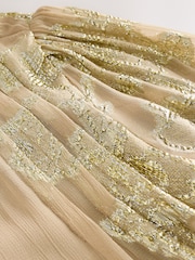 Champagne Gold Long Sleeve Longline High Neck Button Down Blouse - Image 8 of 8