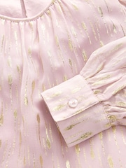Pastel Pink Long Sleeve Tie Waist Crew Neck Maxi Dress - Image 6 of 6