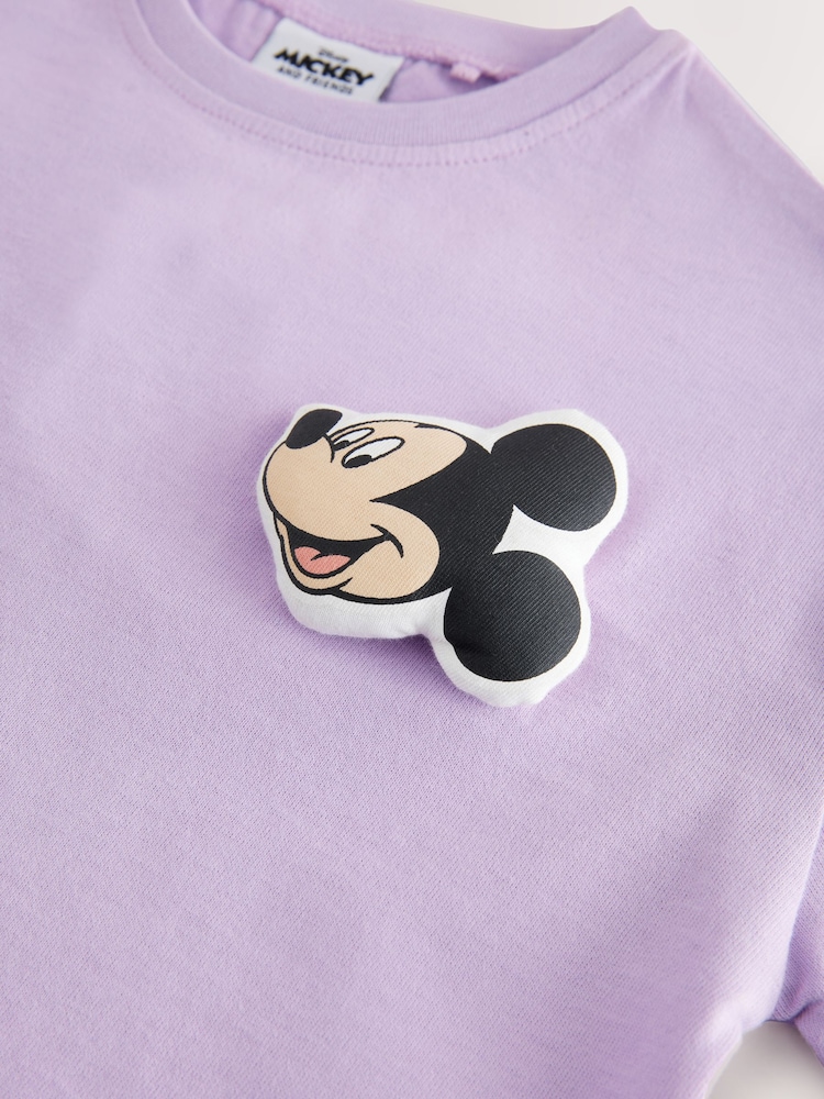 Lilac Purple Disney Mickey Mouse Short Sleeve T-Shirt and Cycle Shorts Set (3mths-7yrs) - Image 8 of 9