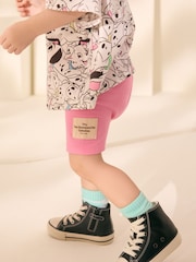 White and Pink Disney 101 Dalmations Short Sleeve T-Shirt and Cycle Shorts Set (3mths-7yrs) - Image 4 of 9