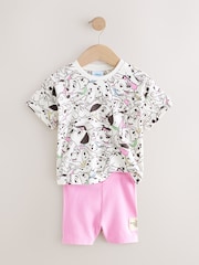 White and Pink Disney 101 Dalmations Short Sleeve T-Shirt and Cycle Shorts Set (3mths-7yrs) - Image 6 of 9