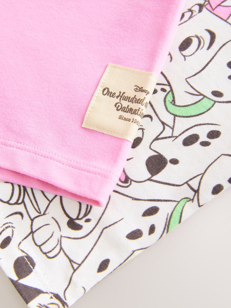 White and Pink Disney 101 Dalmations Short Sleeve T-Shirt and Cycle Shorts Set (3mths-7yrs) - Image 9 of 9