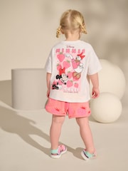 Pink/White Strawberry Disney Minnie Mouse and Daisy Duck T Shirt and Short Set (3mths-7yrs) - Image 1 of 9