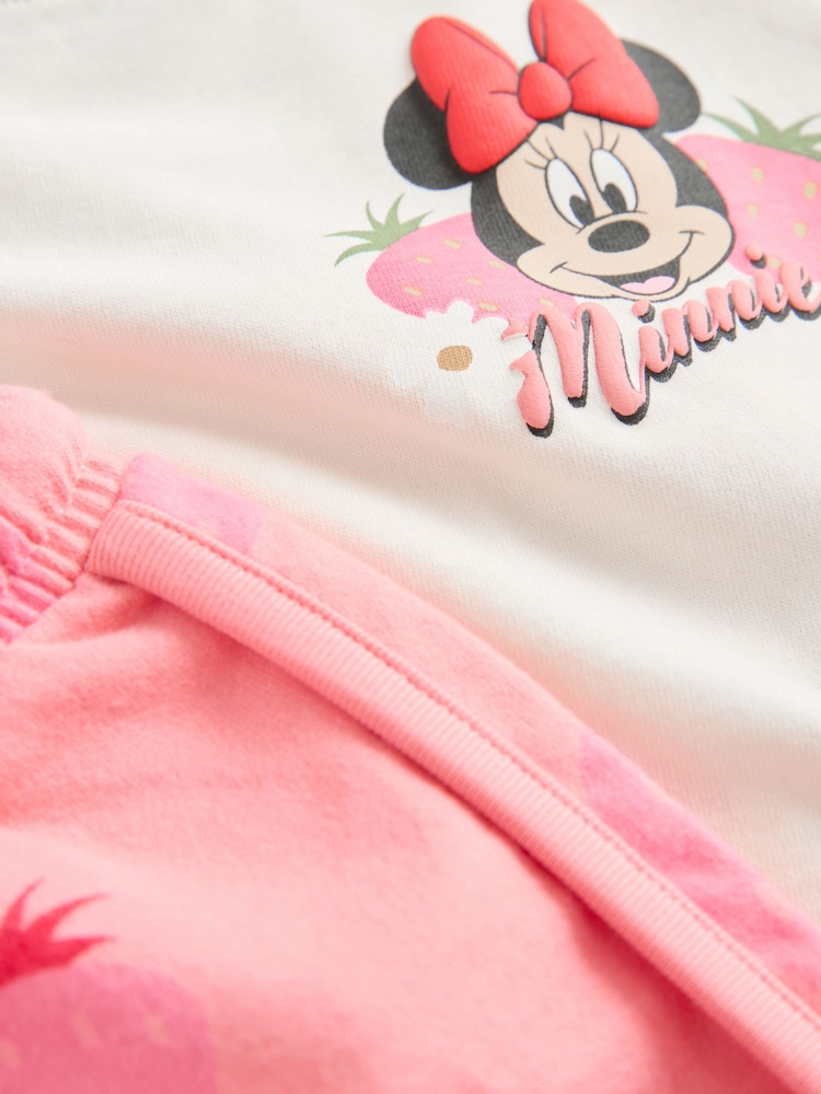 Pink/White Strawberry Disney Minnie Mouse and Daisy Duck T Shirt and Short Set (3mths-7yrs) - Image 8 of 9