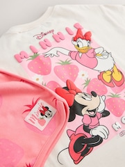 Pink/White Strawberry Disney Minnie Mouse and Daisy Duck T Shirt and Short Set (3mths-7yrs) - Image 9 of 9