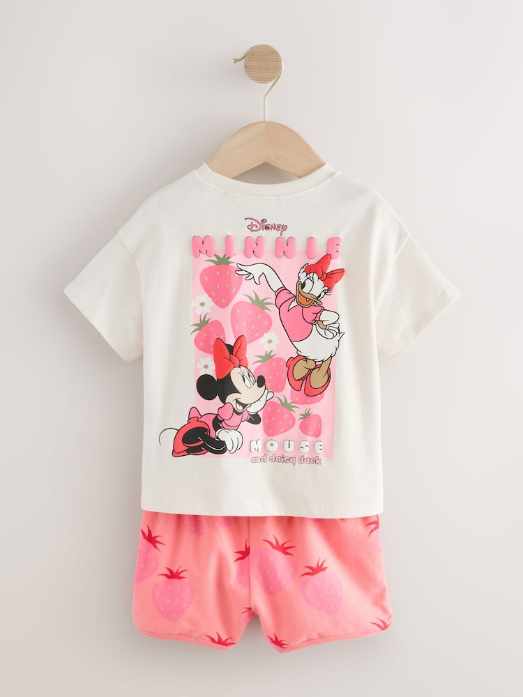 Pink/White Strawberry Disney Minnie Mouse and Daisy Duck T Shirt and Short Set (3mths-7yrs) - Image 9 of 9