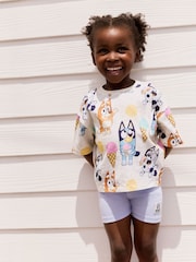 Ecru Bluey Short Sleeve T-Shirt and Cycle Shorts Set (3mths-7yrs) - Image 1 of 5