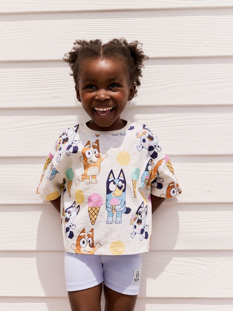 Ecru Bluey Short Sleeve T-Shirt and Cycle Shorts Set (3mths-7yrs) - Image 2 of 5