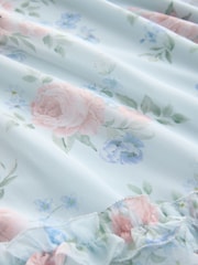 Blue/Pink Floral Long Sleeve Tie Waist Ruffle Detail Boho Maxi Dress - Image 8 of 8