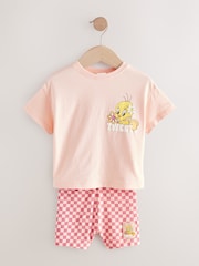 Coral Pink Looney Tunes Tweety Short Sleeve T-Shirt and Cycle Shorts Set (3mths-7yrs) - Image 5 of 8