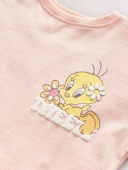 Coral Pink Looney Tunes Tweety Short Sleeve T-Shirt and Cycle Shorts Set (3mths-7yrs) - Image 7 of 8