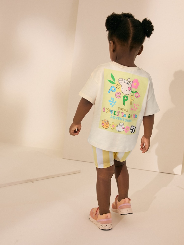 Cream Peppa Pig Short Sleeve T-Shirt and Shorts Set (3mths-7yrs) - Image 1 of 6