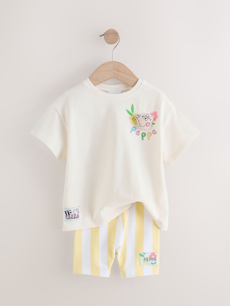 Cream Peppa Pig Short Sleeve T-Shirt and Shorts Set (3mths-7yrs) - Image 2 of 6