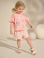 Pink Disney Aristocats 100% Cotton T-Shirt and Shorts Set (3mths-7yrs) - Image 1 of 9