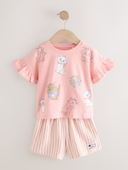 Pink Disney Aristocats 100% Cotton T-Shirt and Shorts Set (3mths-7yrs) - Image 5 of 9