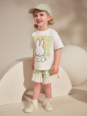 Green Gingham Miffy Short Sleeve 100% Cotton T-Shirt and Shorts Set (3mths-7yrs) - Image 1 of 9