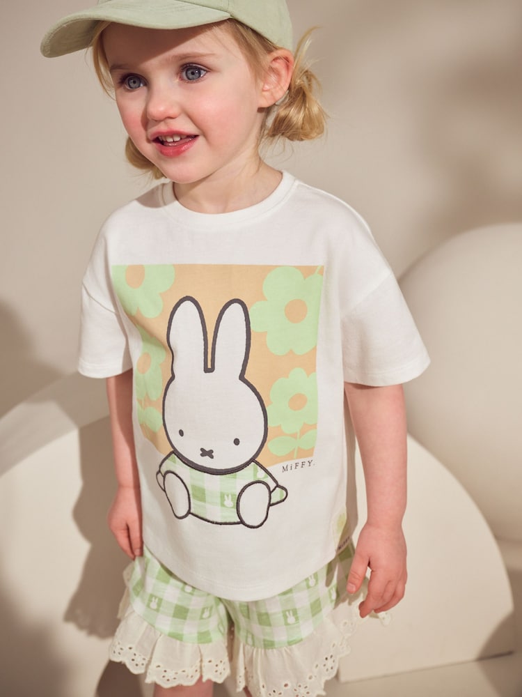 Green Gingham Miffy Short Sleeve 100% Cotton T-Shirt and Shorts Set (3mths-7yrs) - Image 2 of 9